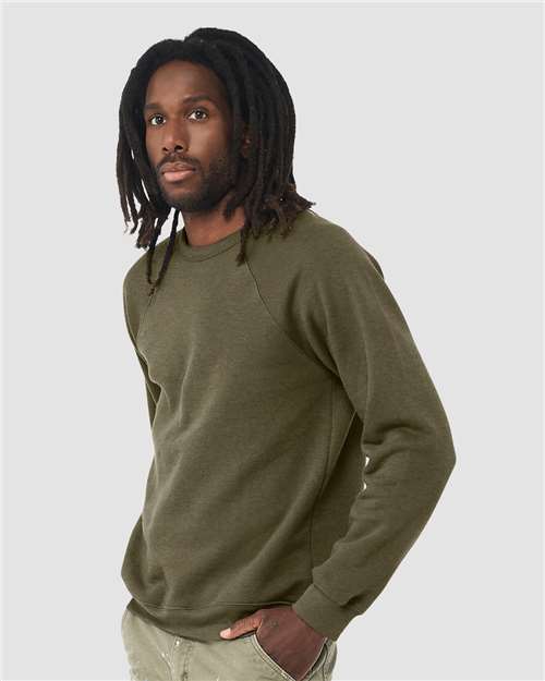 BELLA + CANVAS Unisex Sponge Fleece Raglan Crewneck Sweatshirt 3901 - Heather Olive