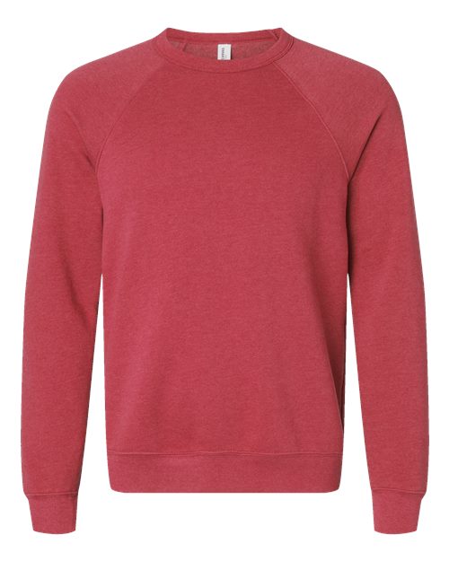 BELLA + CANVAS Unisex Sponge Fleece Raglan Crewneck Sweatshirt 3901 - Heather Red
