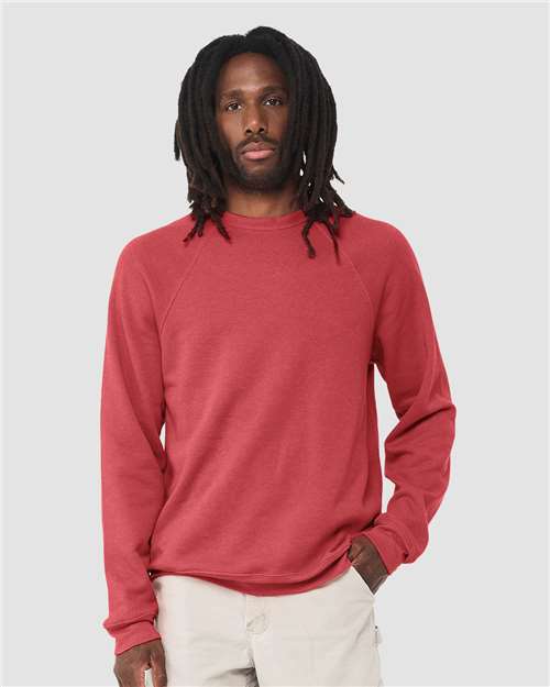 BELLA + CANVAS Unisex Sponge Fleece Raglan Crewneck Sweatshirt 3901 - Heather Red