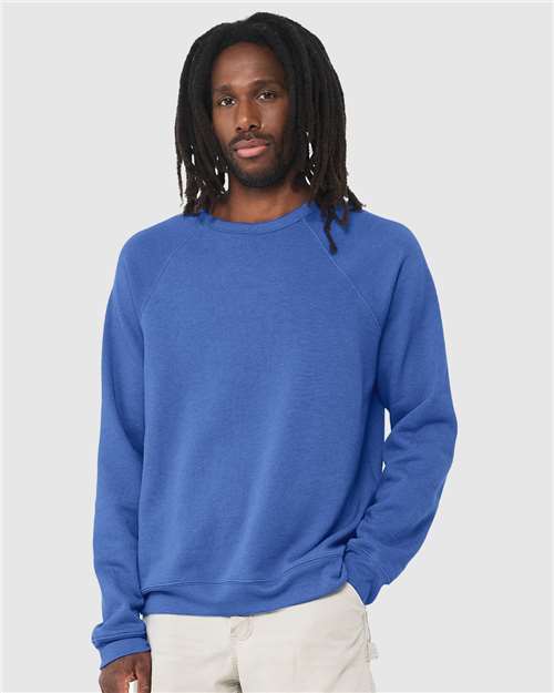 BELLA + CANVAS Unisex Sponge Fleece Raglan Crewneck Sweatshirt 3901 - Heather True Royal