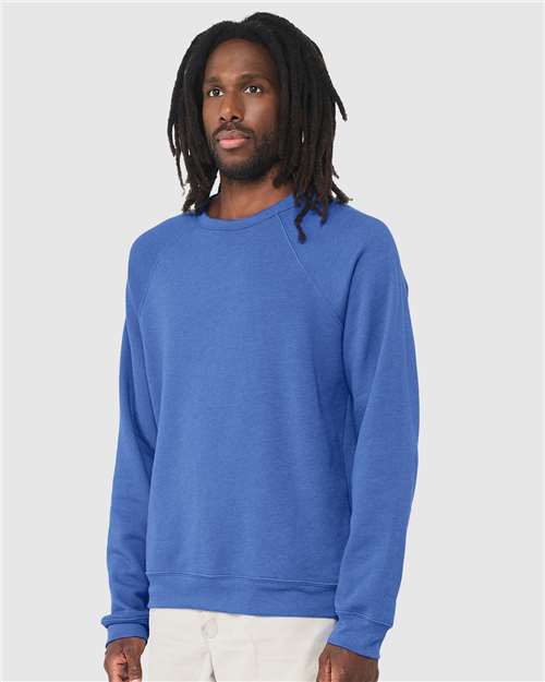 BELLA + CANVAS Unisex Sponge Fleece Raglan Crewneck Sweatshirt 3901 - Heather True Royal