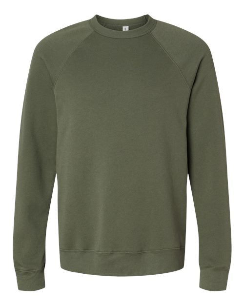 BELLA + CANVAS Unisex Sponge Fleece Raglan Crewneck Sweatshirt 3901 - Military Green