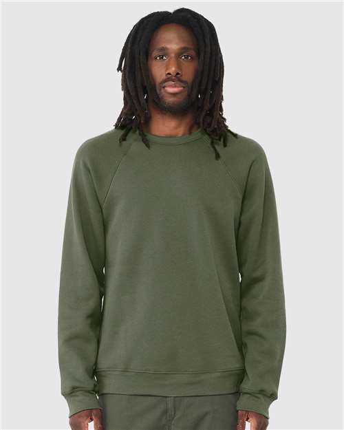 BELLA + CANVAS Unisex Sponge Fleece Raglan Crewneck Sweatshirt 3901 - Military Green