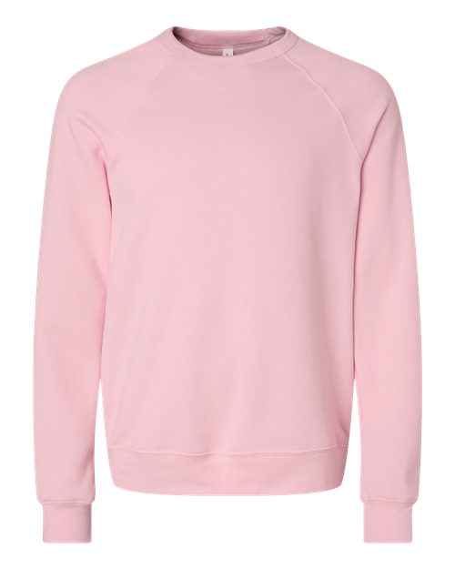 BELLA + CANVAS Unisex Sponge Fleece Raglan Crewneck Sweatshirt 3901 - Pink