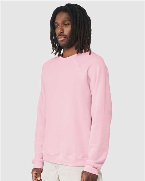 BELLA + CANVAS Unisex Sponge Fleece Raglan Crewneck Sweatshirt 3901 - Pink