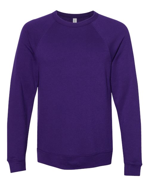BELLA + CANVAS Unisex Sponge Fleece Raglan Crewneck Sweatshirt 3901 - Team Purple