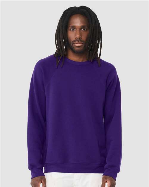 BELLA + CANVAS Unisex Sponge Fleece Raglan Crewneck Sweatshirt 3901 - Team Purple