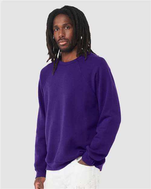 BELLA + CANVAS Unisex Sponge Fleece Raglan Crewneck Sweatshirt 3901 - Team Purple