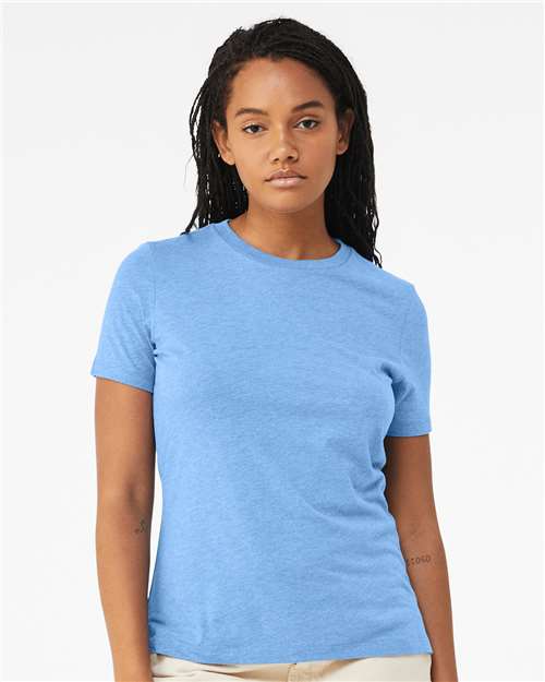BELLA + CANVAS Women’s Relaxed Fit Heather CVC Tee 6400CVC - Heather Carolina Blue