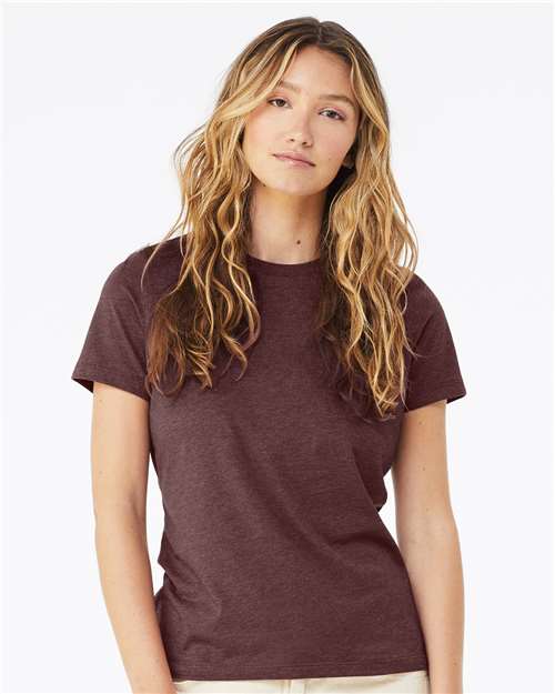 BELLA + CANVAS Women’s Relaxed Fit Heather CVC Tee 6400CVC - Heather Maroon