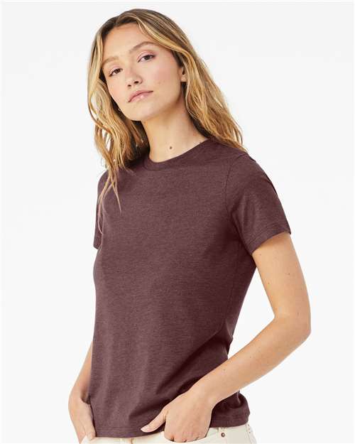 BELLA + CANVAS Women’s Relaxed Fit Heather CVC Tee 6400CVC - Heather Maroon