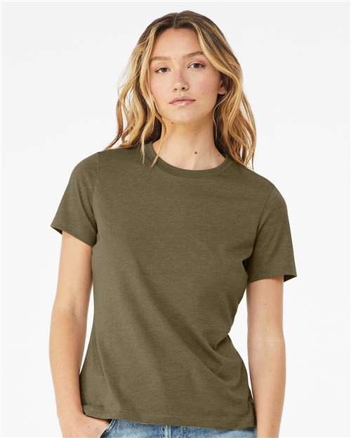 BELLA + CANVAS Women’s Relaxed Fit Heather CVC Tee 6400CVC - Heather Olive