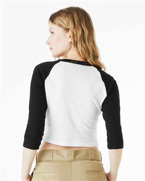 BELLA + CANVAS Women's Micro Rib Three-Quarter Raglan Sleeve Baby Tee 1200