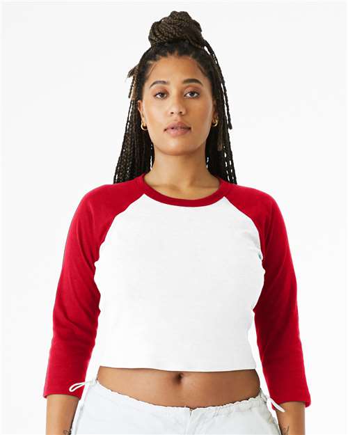 BELLA + CANVAS Women's Micro Rib Three-Quarter Raglan Sleeve Baby Tee 1200