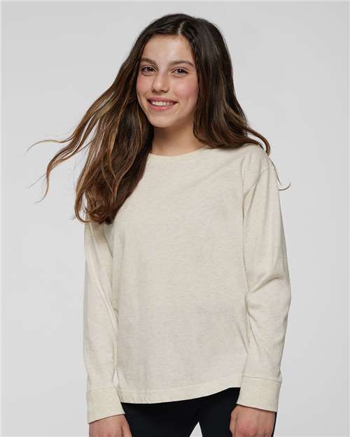 LAT Youth Fine Jersey Long Sleeve Tee 6201 - Natural Heather