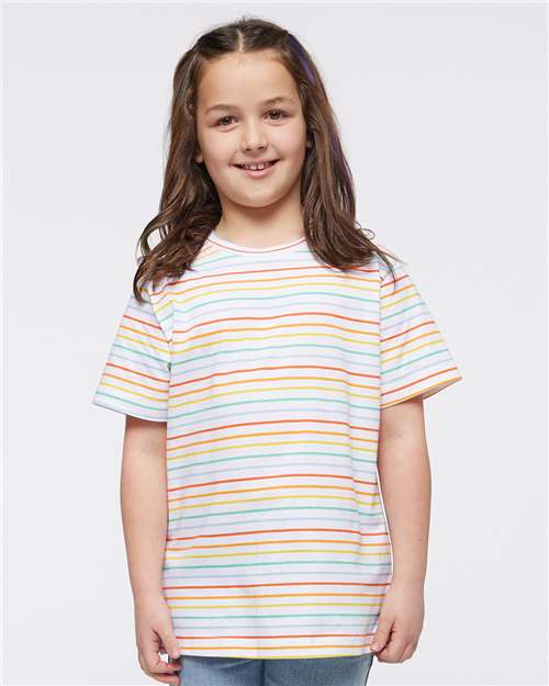 LAT Youth Fine Jersey Tee 6101 - Rainbow Stripe