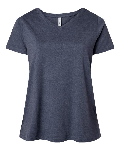 LAT Women's Curvy Collection Fine Jersey V-Neck Tee 3817