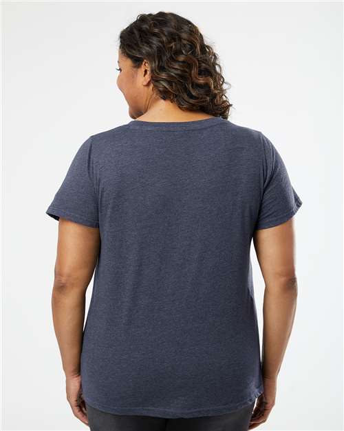 LAT Women's Curvy Collection Fine Jersey V-Neck Tee 3817