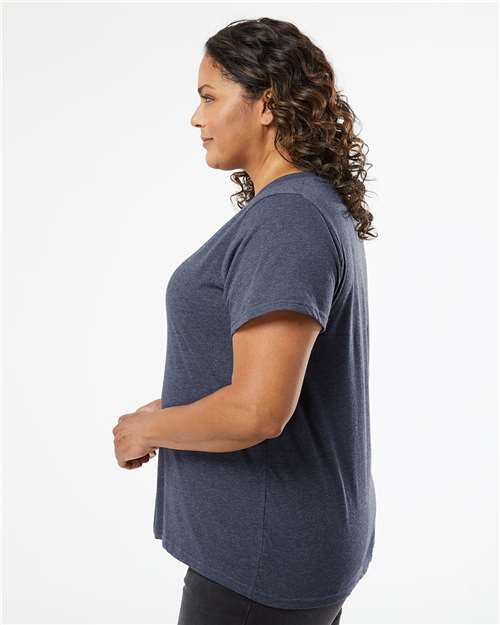 LAT Women's Curvy Collection Fine Jersey V-Neck Tee 3817