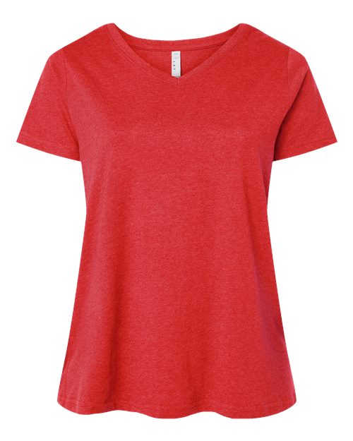 LAT Women's Curvy Collection Fine Jersey V-Neck Tee 3817