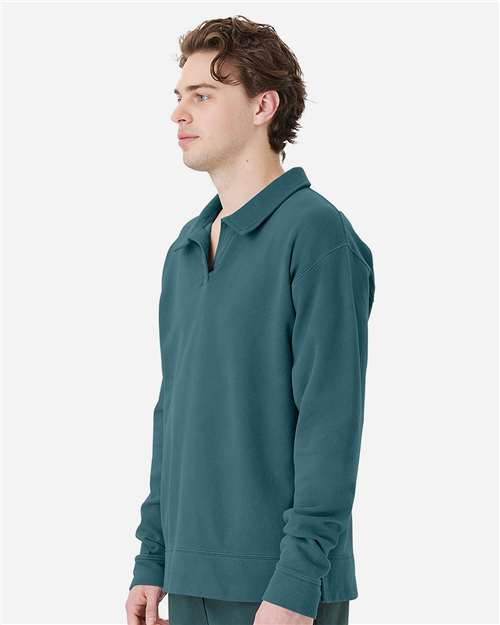 ComfortWash by Hanes Unisex Garment-Dyed Polo Collar Sweatshirt GDH490