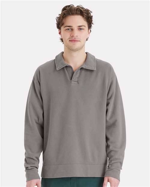 ComfortWash by Hanes Unisex Garment-Dyed Polo Collar Sweatshirt GDH490