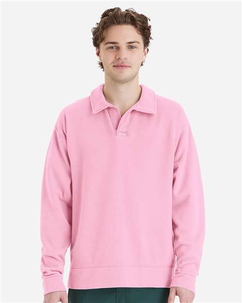 ComfortWash by Hanes Unisex Garment-Dyed Polo Collar Sweatshirt GDH490