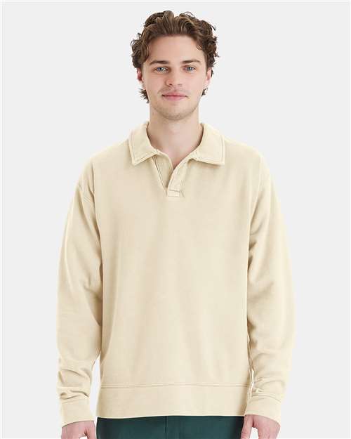 ComfortWash by Hanes Unisex Garment-Dyed Polo Collar Sweatshirt GDH490
