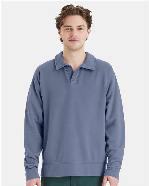 ComfortWash by Hanes Unisex Garment-Dyed Polo Collar Sweatshirt GDH490