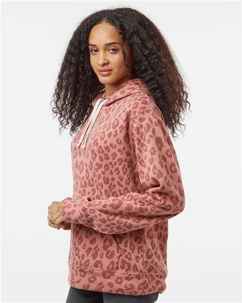 J. America Men's Triblend Fleece Hooded Sweatshirt 8871 - Dusty Rose Leopard Triblend