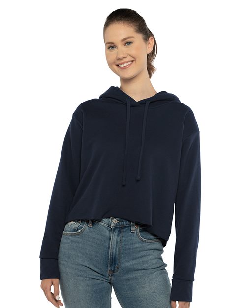 Next Level Women's Laguna Sueded Raw Edge Crop Hoodie Sweatshirt 9384