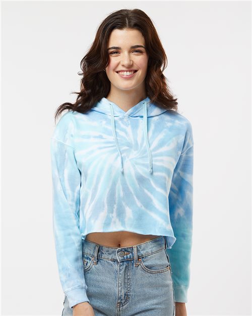 Colortone Women's Tie-Dyed Crop Hooded Sweatshirt 8333
