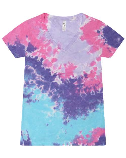 Colortone Women's Tie-Dyed V-Neck T-Shirt 1075