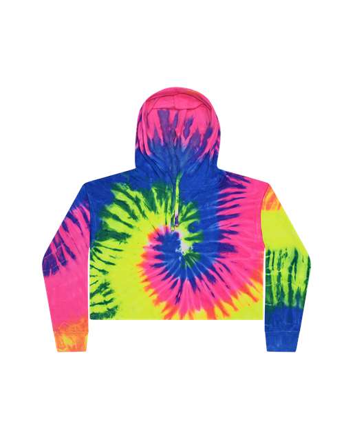 Colortone Women's Tie-Dyed Crop Hooded Sweatshirt 8333
