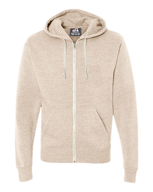 J. America Men's Triblend Full-Zip Hooded Sweatshirt 8872