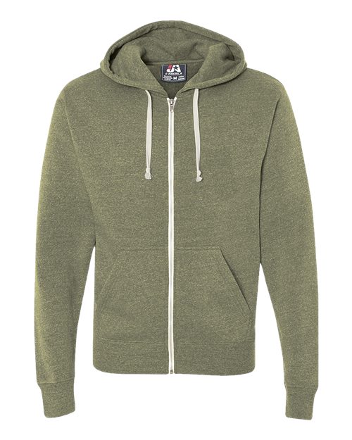 J. America Men's Triblend Full-Zip Hooded Sweatshirt 8872