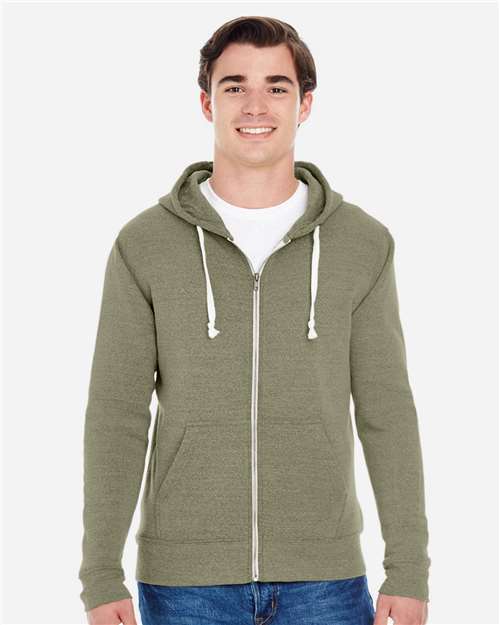 J. America Men's Triblend Full-Zip Hooded Sweatshirt 8872
