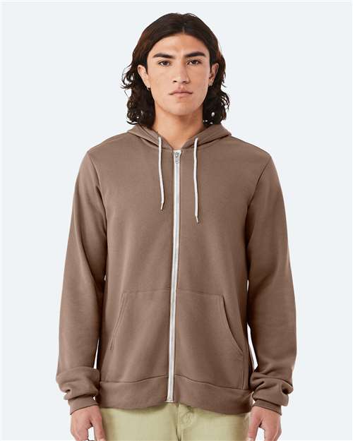 BELLA + CANVAS Unisex Sponge Fleece Full-Zip Hoodie Sweatshirt 3739 - Vintage Brown