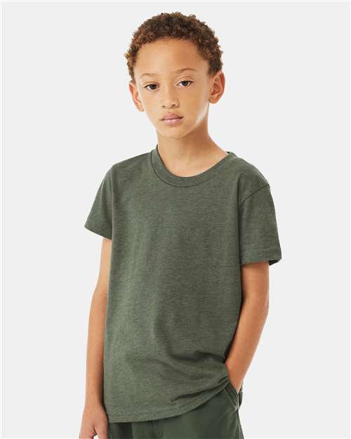 BELLA + CANVAS Youth CVC Jersey Tee 3001YCVC - Heather Military Green