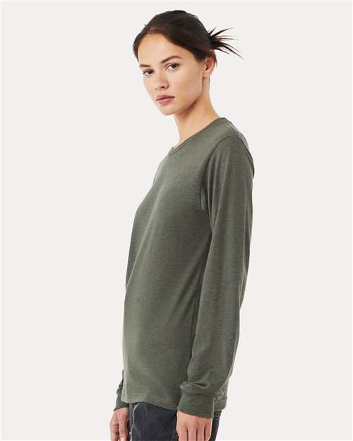 BELLA + CANVAS Heather CVC Long Sleeve Tee 3501CVC - Heather Military Green