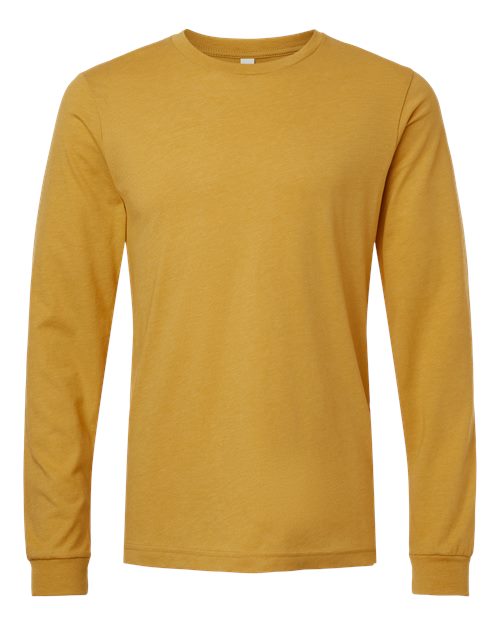 BELLA + CANVAS Heather CVC Long Sleeve Tee 3501CVC - Heather Mustard