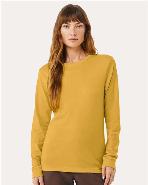 BELLA + CANVAS Heather CVC Long Sleeve Tee 3501CVC - Heather Mustard