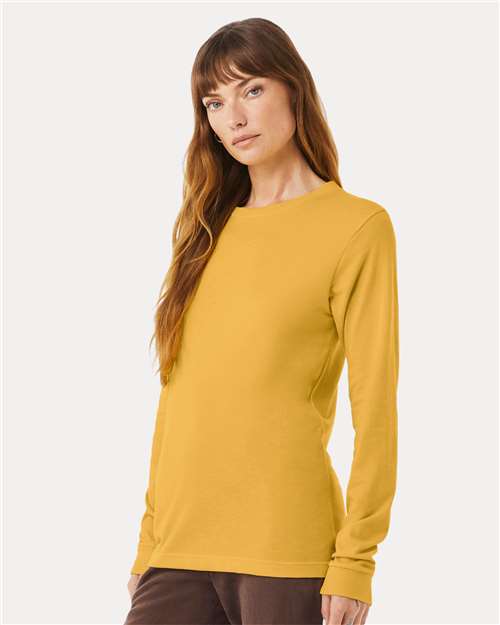 BELLA + CANVAS Heather CVC Long Sleeve Tee 3501CVC - Heather Mustard