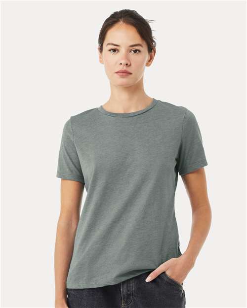 BELLA + CANVAS Women’s Relaxed Fit Heather CVC Tee 6400CVC - Heather Blue Storm