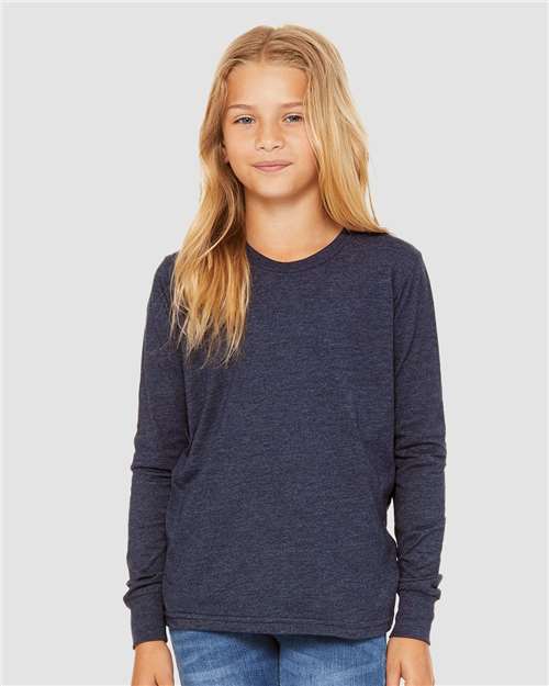 BELLA + CANVAS Youth Heather CVC Long Sleeve Tee 3501YCVC