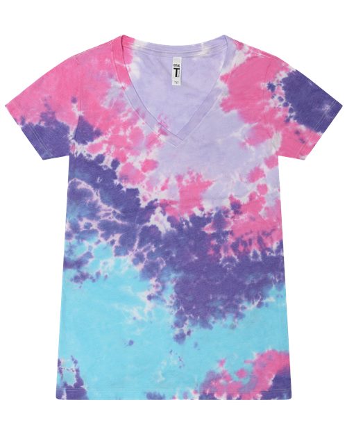 Colortone Women's Tie-Dyed V-Neck T-Shirt 1075