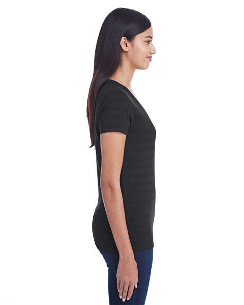 Threadfast Apparel Women's Invisible Stripe V-Neck T-Shirt 252RV