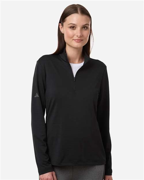 Adidas Women's Textured Stripe Quarter-Zip Pullover A709