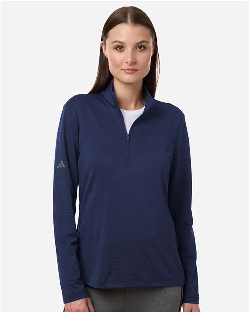 Adidas Women's Textured Stripe Quarter-Zip Pullover A709