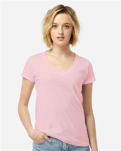 Tultex Women's Fine Jersey V-Neck T-Shirt 214